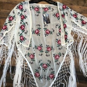 Pins and Needles Rose Embroidered Shawl